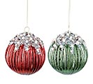 RED AND GREEN ASSORTED GLASS ORNAMENTS