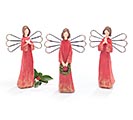 RED RESIN ANGELS WITH WIRED WINGS