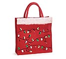 SMALL RED BURLAP TOTE WITH SEQUIN LIGHTS