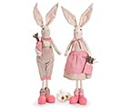 PINK AND BROWN DRESSED BUNNY COUPLE