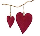 RED VELVET HEARTS WITH GOLD WOOD BEADS