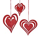 WOODEN RED HANGING HEARTS