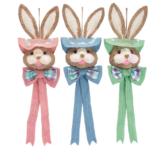 Burlap And Fabric Hanging Bunny Heads