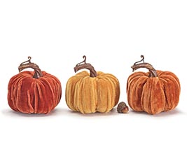 SMALL VELVET PUMPKINS ASSORTED COLORS