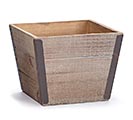 #6 WOODEN SQUARE PLANTER WITH METAL