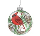 RED CARDINAL ON PINE BRANCH ORNAMENT