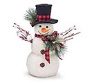 SNOWMAN WITH BLACK TOP HAT AND STICK ARM