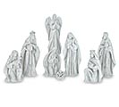WHITE SILVER BRUSHED 8 PIECE NATIVITY