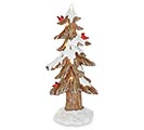LIGHTED SNOW TREE WITH CARDINALS