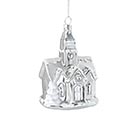 ORNAMENT SILVER CHURCH WITH SNOWY ROOF