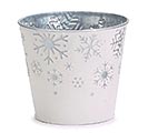 4&quot; EMBOSSED TIN SNOWFLAKE POT COVER