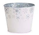 6&quot; EMBOSSED TIN SNOWFLAKE POT COVER