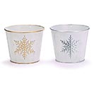 4&quot; SILVER  GOLD SNOWFLAKE POT COVER