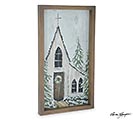 HAND-PAINTED CHURCH SCENE WALL SIGN