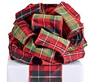 #100 PLAID RED  GREEN WIRED RIBBON