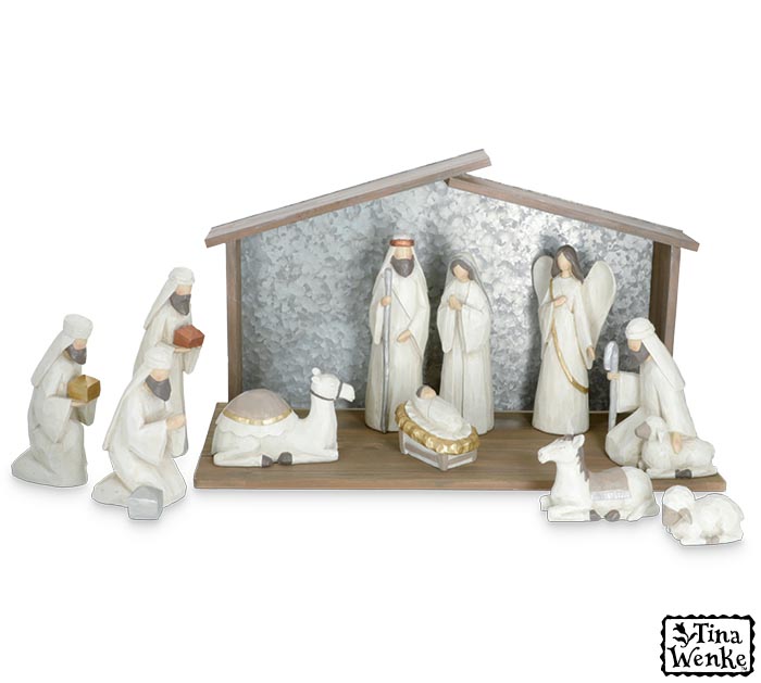 11 Piece Nativity With Creche