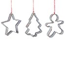 3 ASTD COOKIE CUTTER SHAPE ORNAMENTS