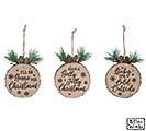 CHRISTMAS MSGS ON WOODLIKE DISC ORNAMENT
