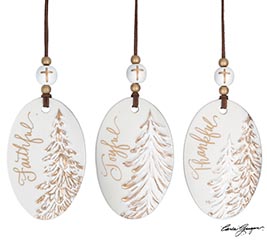 OVAL SHAPE GOLD MESSAGE TREE ORNAMENTS
