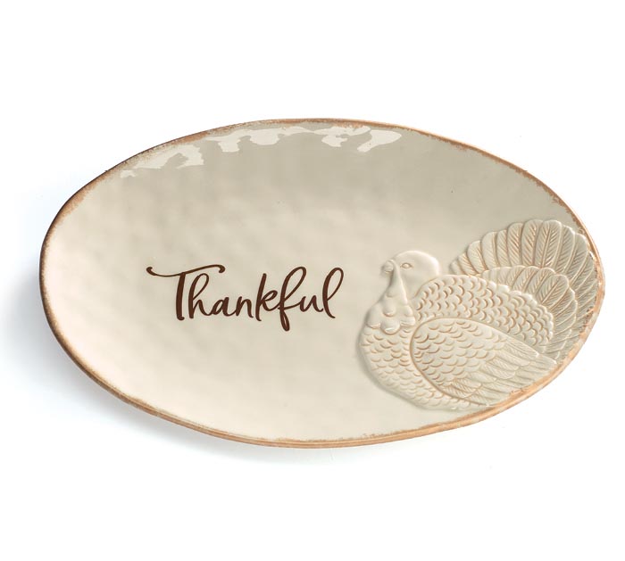 Pumpkin Leaf Turkey Platter and Gravy Boat Set, White Embossed Pumpkin –  Euro Ceramica