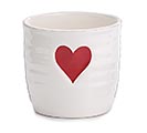 RED HEART ON RIBBED WHITE PLANTER