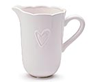 WHITE DOUBLE HEART PITCHER