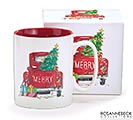 MERRY MUG WITH RED TRUCK AND TREE