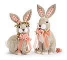 DECORATIVE BUNNIES WITH FLOWERS AND BOWS