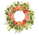 WREATH WITH PEACH AND MAUVE FLOWERS