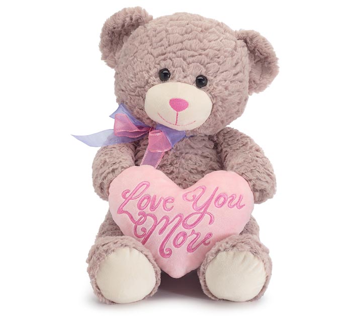 Bearington Sweetheart Pink Plush Stuffed Animal Teddy Bear with Hearts, 8.5 in