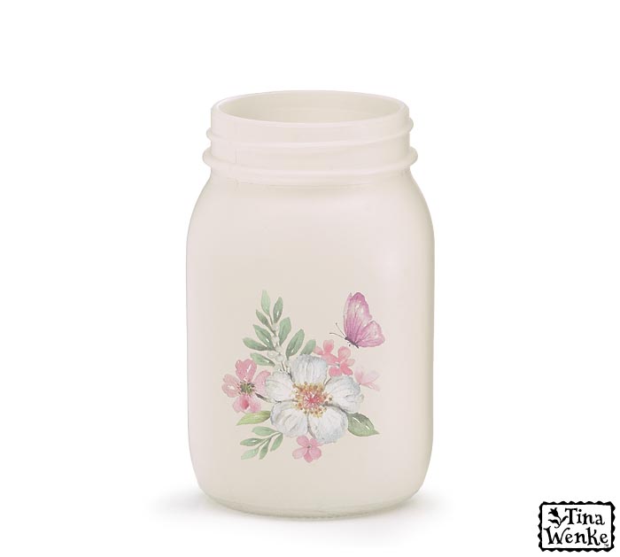 Flower Vase Frosted with Cross Jesus Saves Mason Jar
