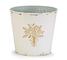 EMBOSSED ROSE POT COVER WITH DISTRESSING