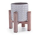 EMBOSSED GRAY PLANTER WITH STAND