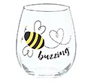 STEMLESS WINE GLASS WITH BEE BUZZING