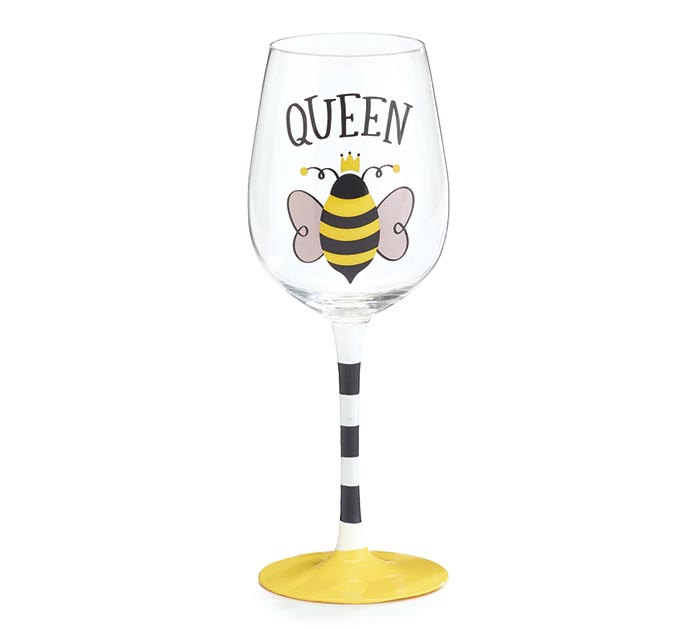 Stemmed Wine Glass Queen Bee
