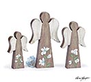 VARIED SET OF WOOD ANGELS WITH FLOWERS