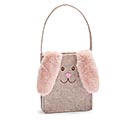NATURAL FELT BUNNY BAG WITH PINK EARS