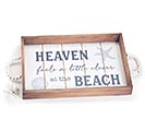 WOODEN BEACH TRAY WITH BEADED HANDLES