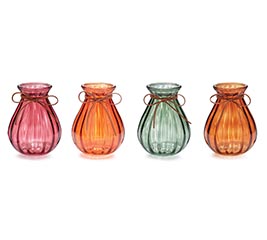 ASTD TRANSLUCENT BULB VASE WITH SUEDE