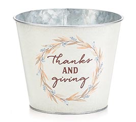 6&quot; THANKS AND GIVING TIN POT COVER