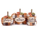 ASSORTED PLAID PUMPKINS WITH MESSAGES