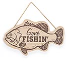 GONE FISHIN&#39; FISH SHAPED WALL HANGING