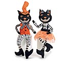 SITTING BOY AND GIRL HALLOWEEN CATS