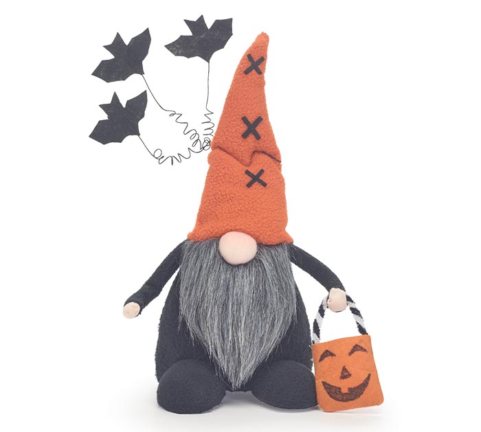 Halloween Gnome Holding Hey Boo Banner