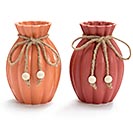 CERAMIC CINCHED NECK VASE WITH TWINE