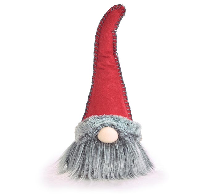 Red Gnome With Whip Stitching On Hat