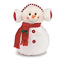 SOFT WHITE FUR SNOWMAN WITH RED EAR MUFF