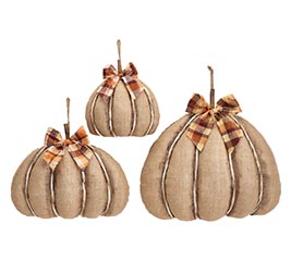 DECORATIVE BURLAP COVERED PUMPKINS