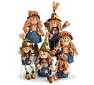 SCARECROW FAMILY OF 6 WITH PLAID CLOTHES
