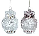 SNOWY GLASS OWL ORNAMENTS